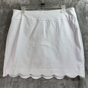 NWT Zac & Rachel Skort 10 White Scalloped Hem A-Line Golf Tennis Resort Stretch